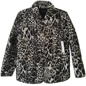 NWT Chico’s Quilted Snow Leopard PT Jacket Size 1P, M, 8 PT Leather Outerwear